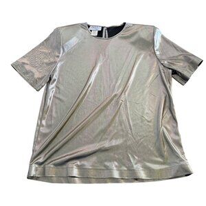 Petites by Fundamental Things Women's SS Metallic Top Made In USA, Size 6